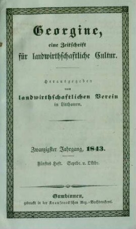 Zwanzigster Jahrgang, 1843. Fünftes Heft. Septbr. u. Oktbr.