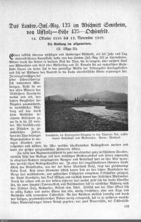 Das Landw.-Inf.-Reg. 123 im Abschnitt Sennheim, von Uffholz-Höhe 425-Ochsenfeld.