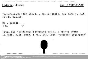Lederer, Joseph, Trauermarsch