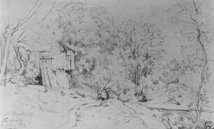 Schneidemühle im Loschwitzgrund : Schneidemühle im Loschwitzgrund. Sepiazeichnung (1861; C. W. Müller). Dresden-Loschwitz: Kirchgemeinde