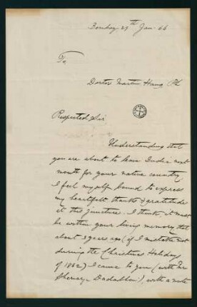 Brief vom 29. Januar 1866