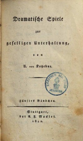 Dramatische Spiele zur geselligen Unterhaltung, 5