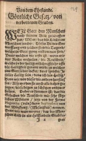 Göttliche Gesetz/ von verbottenen Graden.