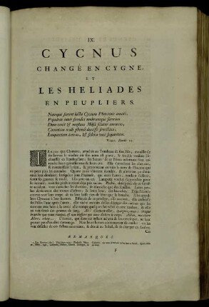 IX. Cycnus Changé En Cygne, Et Les Heliades En Peupliers
