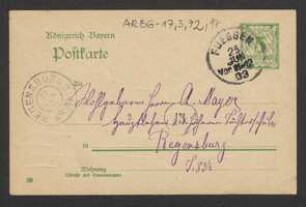 Brief von Alois Zick an Anton Mayer