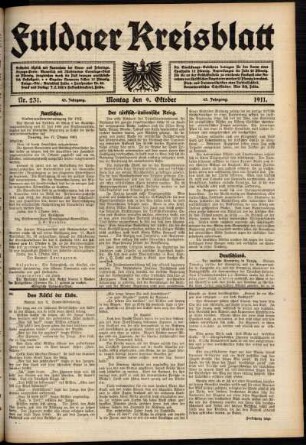 Ausgabe vom Montag, den 09. Oktober 1911.