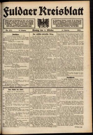 Ausgabe vom Montag, den 09. Oktober 1911.