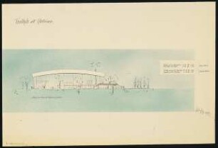 Tennishalle mit Klubräumen, Argentinische Allee, Berlin-Zehlendorf: Ostansicht 1:200