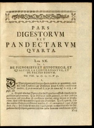 Pars Digestrorum Seu Pandectarum Quarta