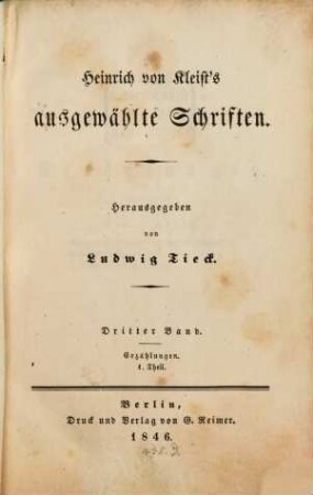 Ausgewählte Schriften : Herausgegeben von Ludwig Tieck. 3