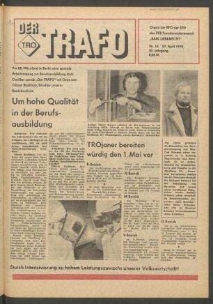 TRO-Betriebszeitung 'Der Trafo'; Nr. 16/1978 (27. April 1978)