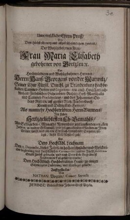 Unverwelcklicher Ehren-Preiß