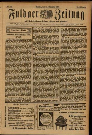 Zweite Ausgabe vom Montag, den 21. Dezember 1896.