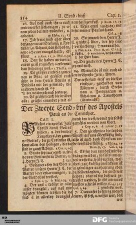 Der Zweyte Send-brif des Apostels Pauli an die Corinthier.