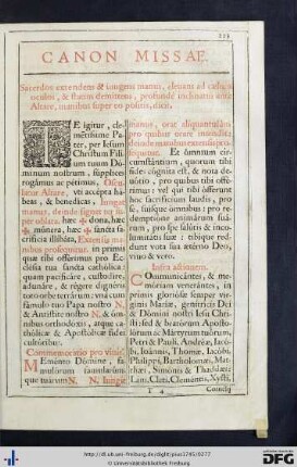 Canon Missae.