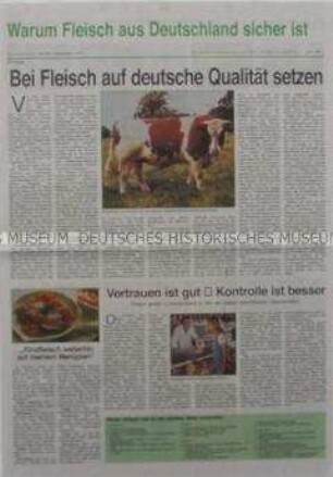 Sonderdruck der Zeitungen "Die Welt" und "Welt am Sonntag" zum Thema BSE