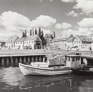 Wolgast, Blick von der Peene nach Nordosten zur Petrikirche