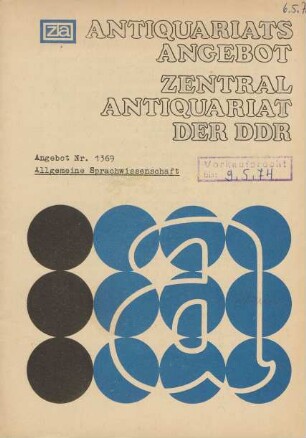 Nr. 1369: Allgemeine Sprachwissenschaft
