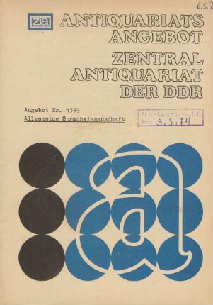 Nr. 1369: Allgemeine Sprachwissenschaft