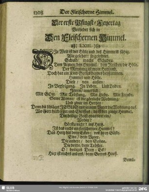 Der erste Pfingst-Feyertag Verliebet sich in Den Fleischernen Himmel