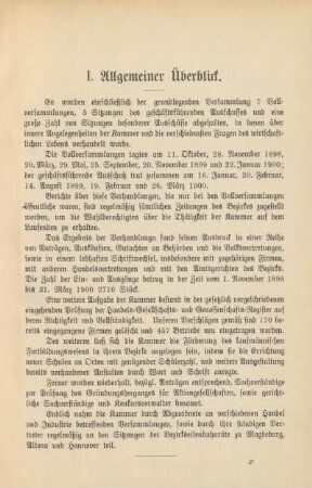 I. Allgemeiner Überblick.