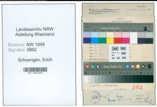 Entnazifizierung Erich Schoengen , geb. 26.09.1908 ()