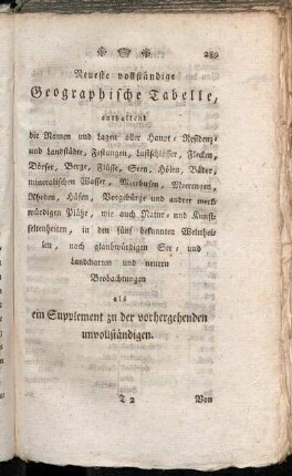 Neueste vollständige Geographische Tabelle, [...]