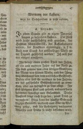 Warnung vor Lastern, wozu der Seefahrerstand so leicht verleitet.