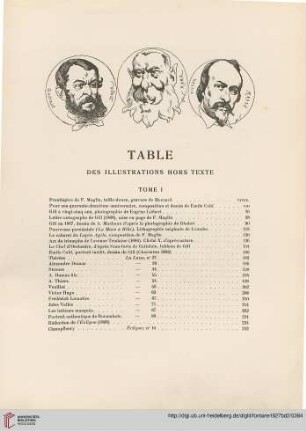 Table des illustrations hors texte