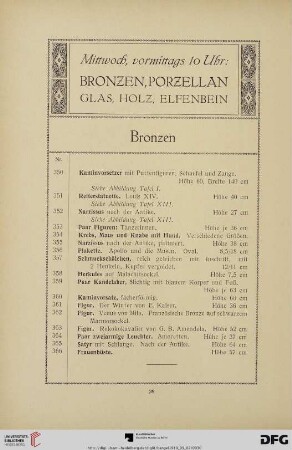 Bronzen, Porzellan Glas, Holz, Elfenbein (Nr. 350-541)