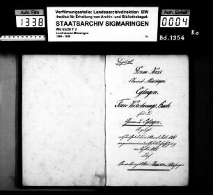 Feuerversicherungsbuch in Eglingen, angelegt vom Verwaltungsaktuar Haueisen, mit alphabetischem Namensregister