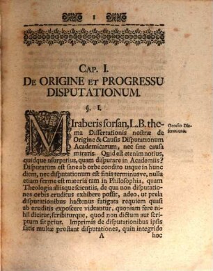 Dissertatio Historico-Philosophica De Origine Et Causis Disputationum Academicarum