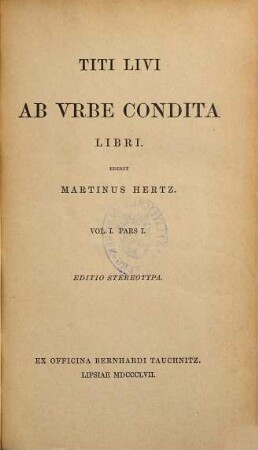 Titi Livi Ab vrbe condita : libri, 1