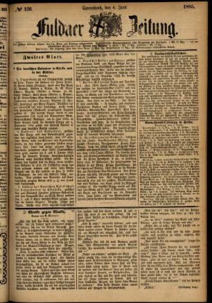 Ausgabe vom Samstag, den 06. Juni 1885.