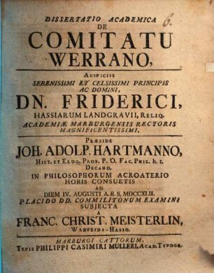 Diss. acad. de comitatu Werrano