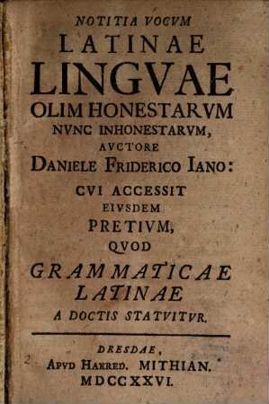 Notitia vocum latinae linguae