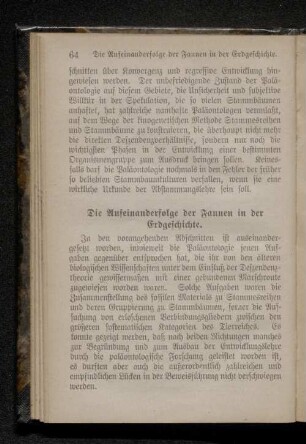 Die Aufeinanderfolge der Faunen in der Erdgeschichte.
