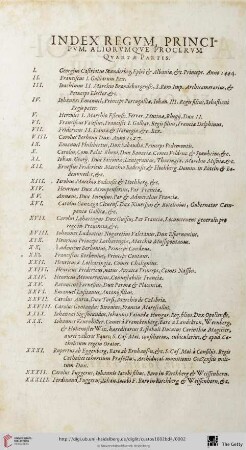 Index Regvm, Principvm, Aliorvmqve Procerum, Qvartae Partis