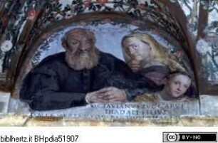 Apotheose des Federico Zuccari, Allegorien und Porträts der Familie Zuccari, Lünetten mit Porträts der Familie Zuccari, Die Eltern Zuccaris Ottaviano und Antonia und die Schwester Bartolomea