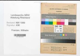 Entnazifizierung Wilhelm Franzen , geb. 07.04.1882 (Polizeibeamter)