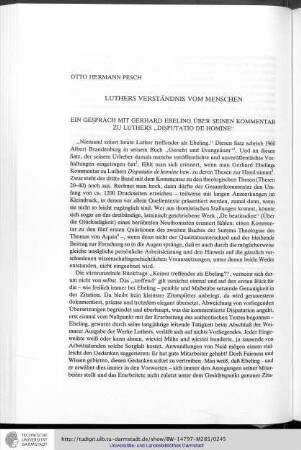 Otto Hermann Pesch: Luthers Verständnis vom Menschen