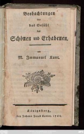 Beobachtungen über das Gefühl des Schönen und Erhabenen
