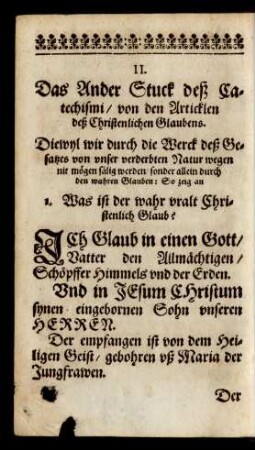 II. Das Ander Stuck deß Catechismi/ von den Articklen deß Christenlichen Glaubens.