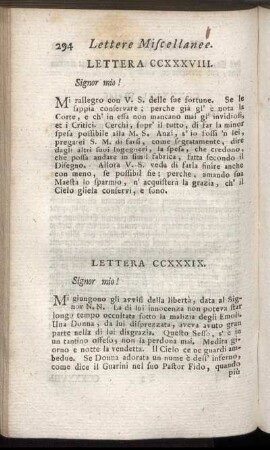Lettera CCXXXVIII. = CCXXXVIII. Brief. - Lettera CCLXXXI. = CCLXXXI. Brief.