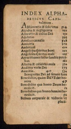 Index Alphabeticus Capitulorum.