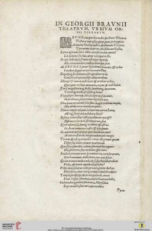 In Gregorii Braunii theatrum, urbium orbis terrarum (Preisgedicht