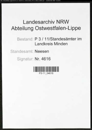 Sterberegister Standesamt Neesen