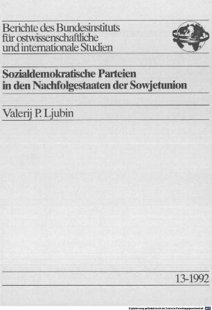 Sozialdemokratische Parteien in den Nachfolgestaaten der Sowjetunion