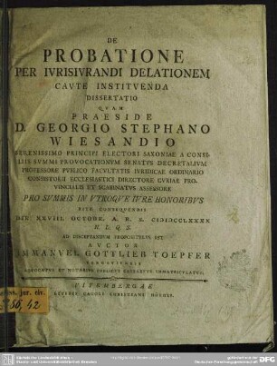 De Probatione Per Iurisiurandi Delationem Caute Instituenda