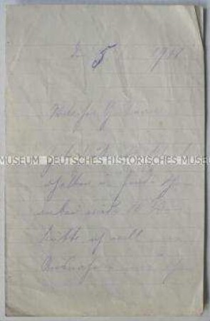 Handschriftlicher privater Brief aus der Zeit des 1. Weltkrieges